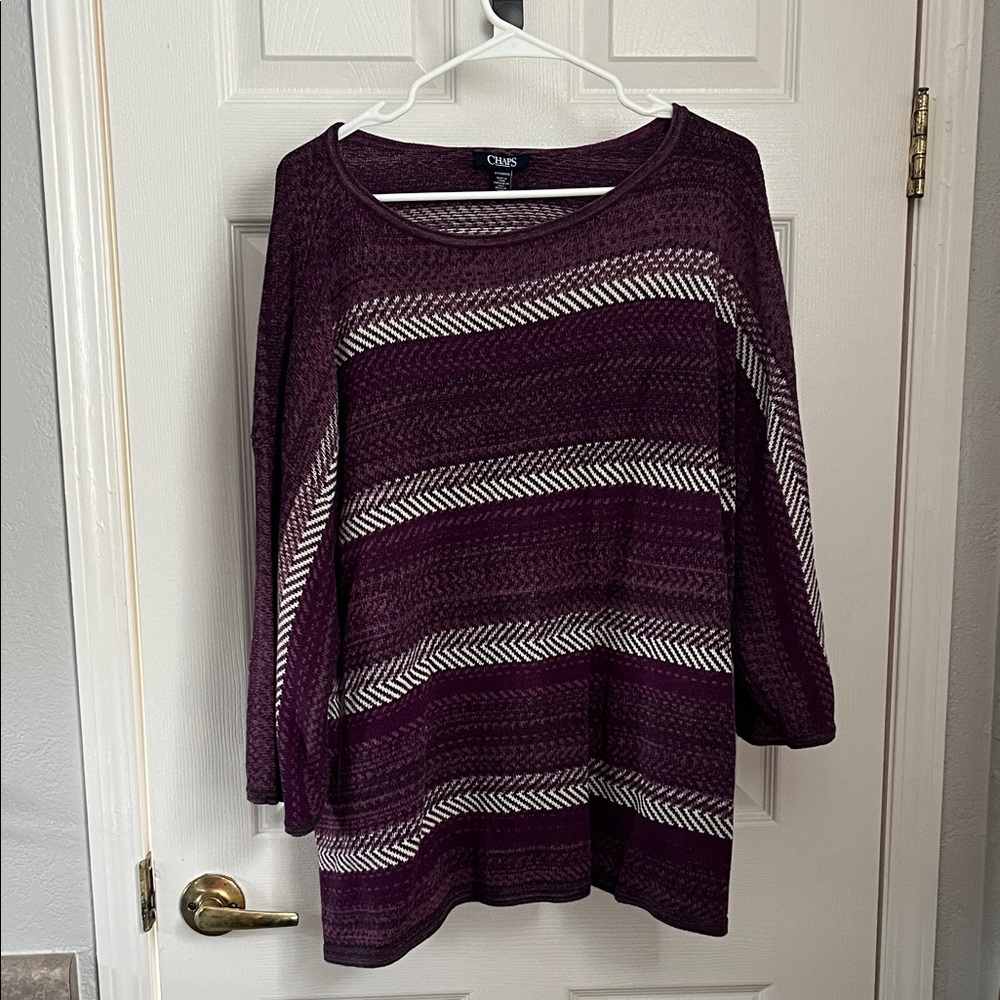 Chaps Purple and White Knit Top